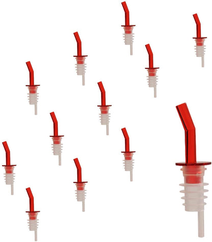 Even Flow Bottle Pourer With or Without Black Collar and Black, Clear, or Red Head, With Clear Tail, Barware 12 Pieces