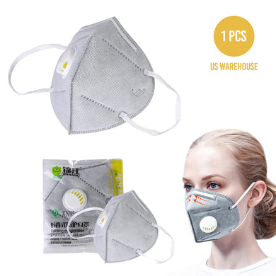 Reusable KN95 Face Masks, Filtered Protection Facial Mask with Valve - 1 PC