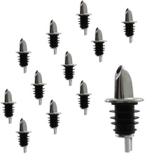 Chrome, Silver Free Flow Bottle Pourer with or without Collar, Barware (12 Pieces)