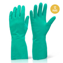 Reusable Cleaning Latex 12" X 3 7/8" Gloves Green for Janitorial S-M (12 Pairs)