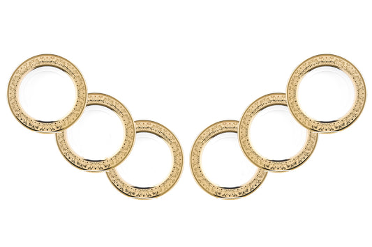 Set Of 6 Dinner Plates 10", Gold Floral Design Transparent Dinnerware