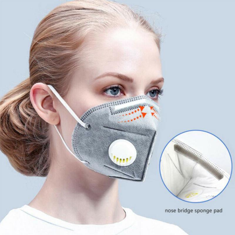 Reusable KN95 Face Masks, Filtered Protection Facial Mask with Valve - 5 PC