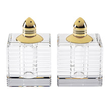 (D) Handcrafted 'Pinstripes Gold' Crystal Glass 2-pc Salt & Pepper Shakers Set