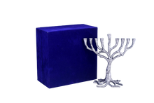 (D) Judaica Menorah Tree of Life for Chanukah Candles H 9" (Silver)