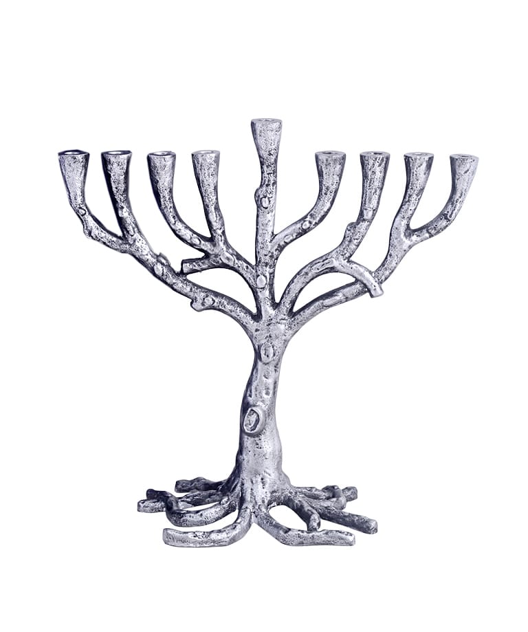 (D) Judaica Menorah Tree of Life for Chanukah Candles H 9"