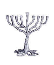 (D) Judaica Menorah Tree of Life for Chanukah Candles H 9" (Silver)