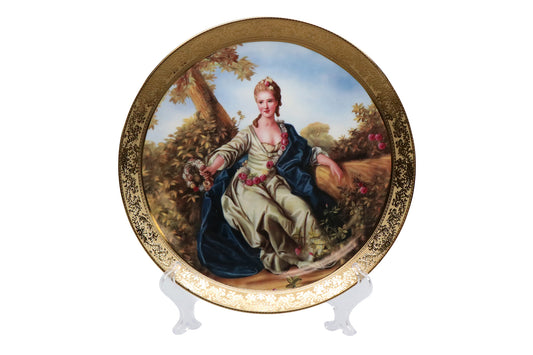 Royalty Porcelain 1-pc Decorative Wall Mount Plate, Lady, Bone China Porcelain
