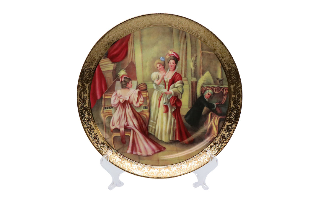 Royalty Porcelain 1-pc Decorative Wall Mount Plate Lady and Piano, Bone China