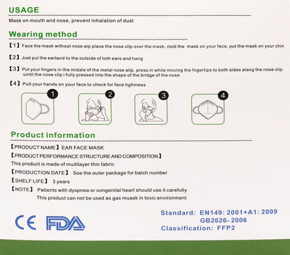 Reusable KN95 Face Masks, Filtered Protection Facial Mask White - 10 PC