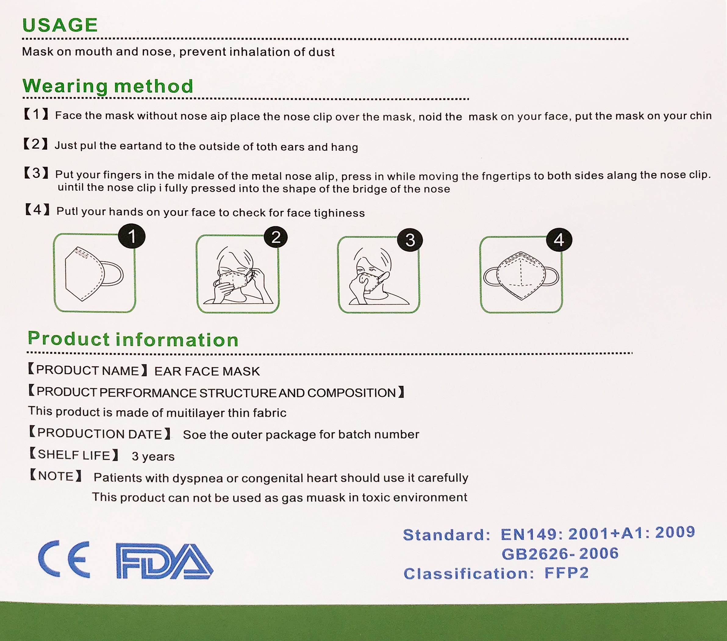 Reusable KN95 Face Masks, Filtered Protection Facial Mask White - 5 PC