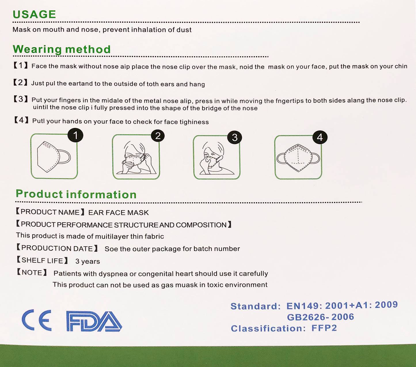 Reusable KN95 Face Masks, Filtered Protection Facial Mask White - 5 PC