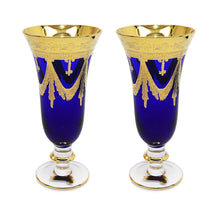 Interglass Italy Blue Crystal Champagne Glasses, Vintage Design Set of 2, 6 or 12