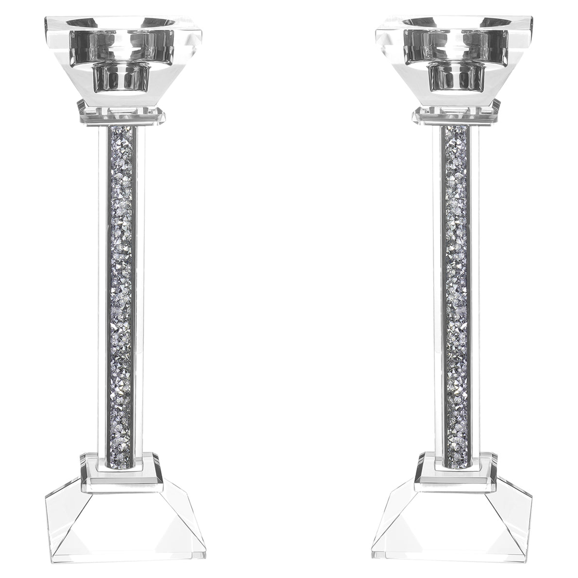 (D) Judaica Crystal Candlesticks with Stones Candle Holder