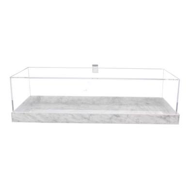 (D) Judaica Lucite Decorative Rectangular Bread Box For Kitchen (White)