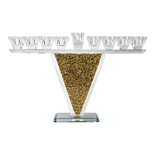(D) Judaica Crystal Triangle Menorah with Stones (Gold)
