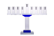 (D) Judaica Crystal Menorah Symmetrical 9 Branches Candle Holder