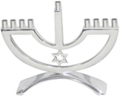 (D) Judaica Candle Menorah with Star of David Enamel (Silver)