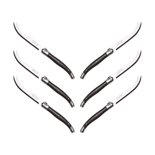 (D) Cheese Knife Set Laguiole For Charcuterie Board Stainless Steel 9'' (6, Black)