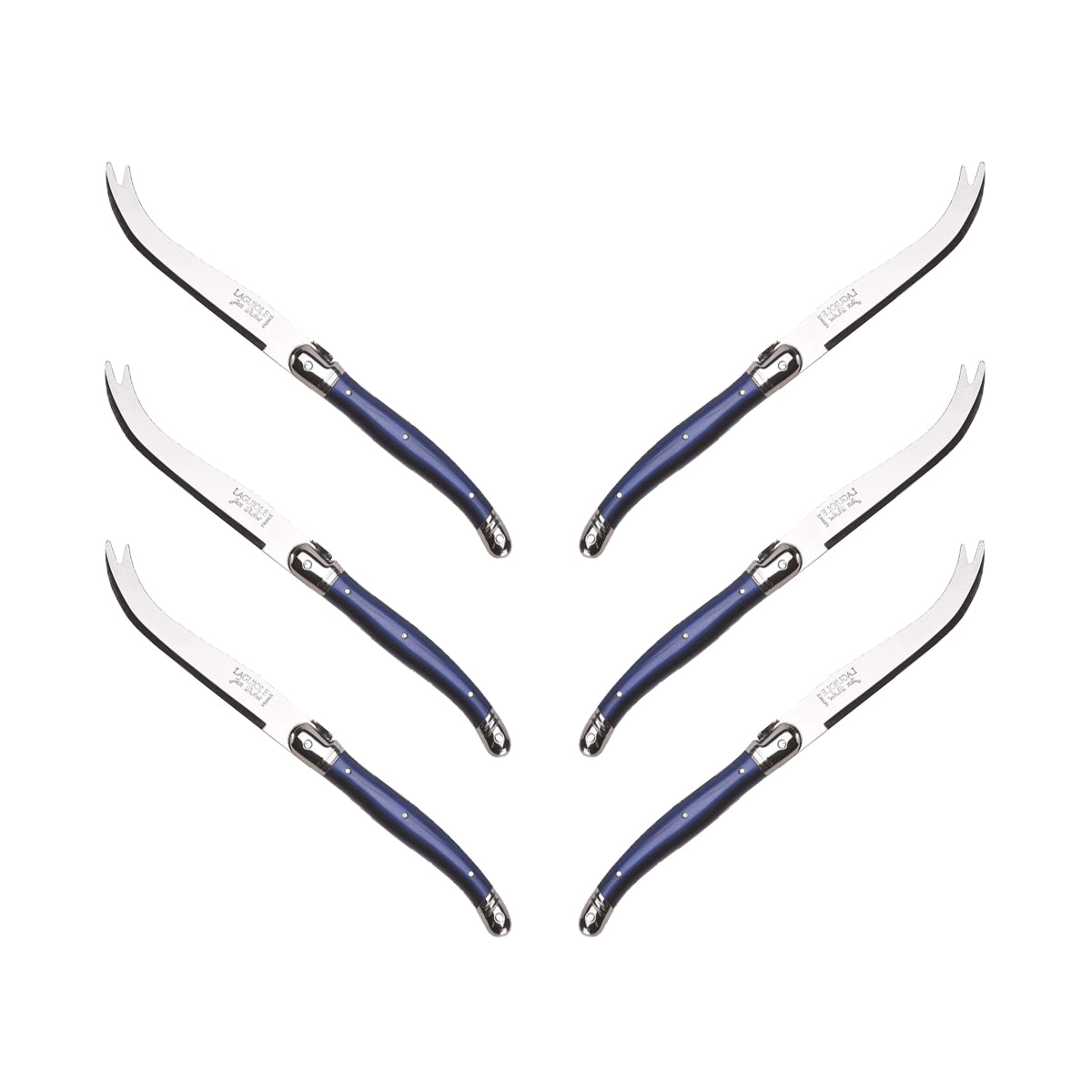 (D) Cheese Knife Set Laguiole For Charcuterie Board Stainless Steel 9'' (6, Blue)