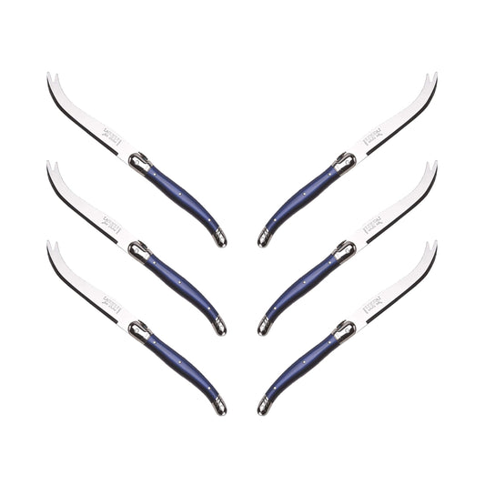 (D) Cheese Knife Set Laguiole For Charcuterie Board Stainless Steel 9'' (6, Blue)