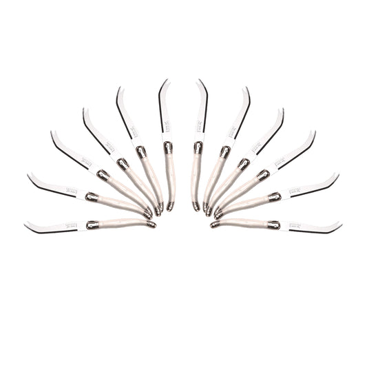 (D) Cheese Knife Set Laguiole For Charcuterie Board Stainless Steel 9'' (12, Ivory)