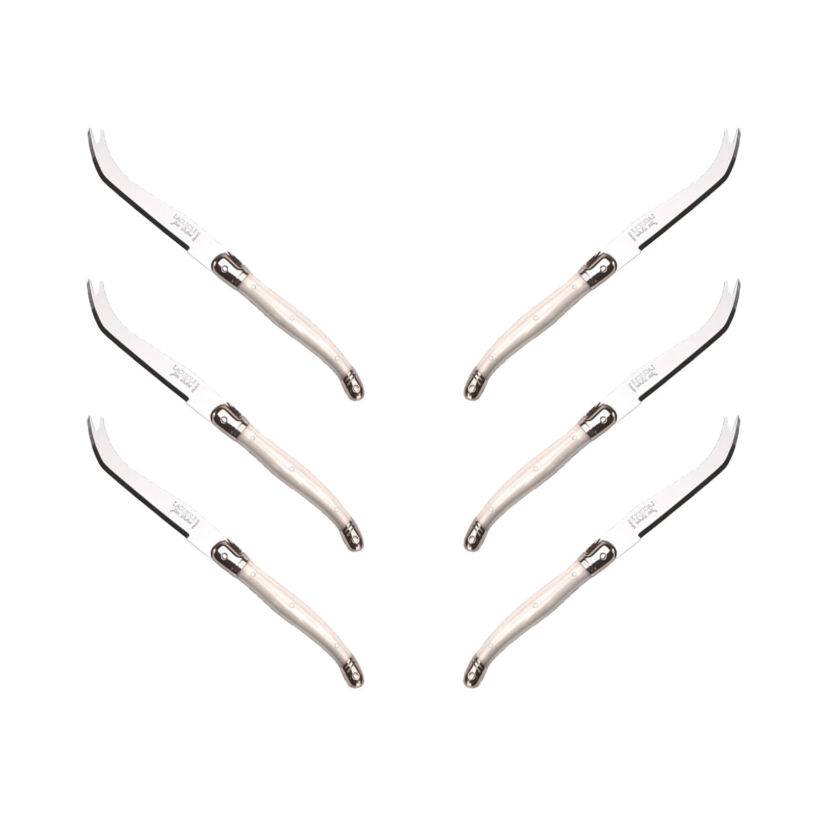 (D) Cheese Knife Set Laguiole For Charcuterie Board Stainless Steel 9'' (6, Ivory)