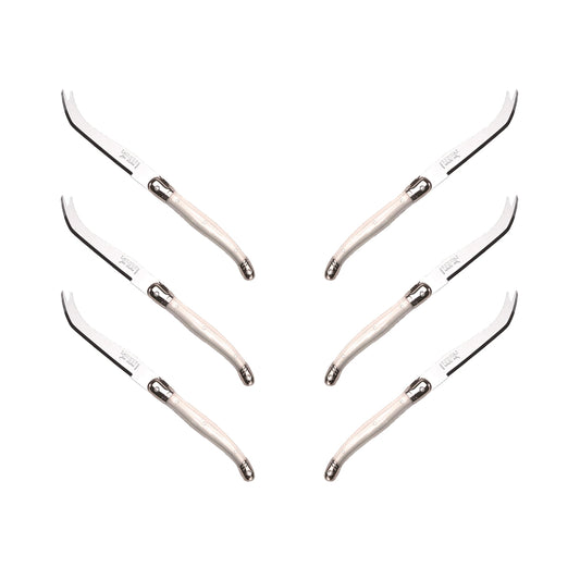 (D) Cheese Knife Set Laguiole For Charcuterie Board Stainless Steel 9'' (6, Ivory)