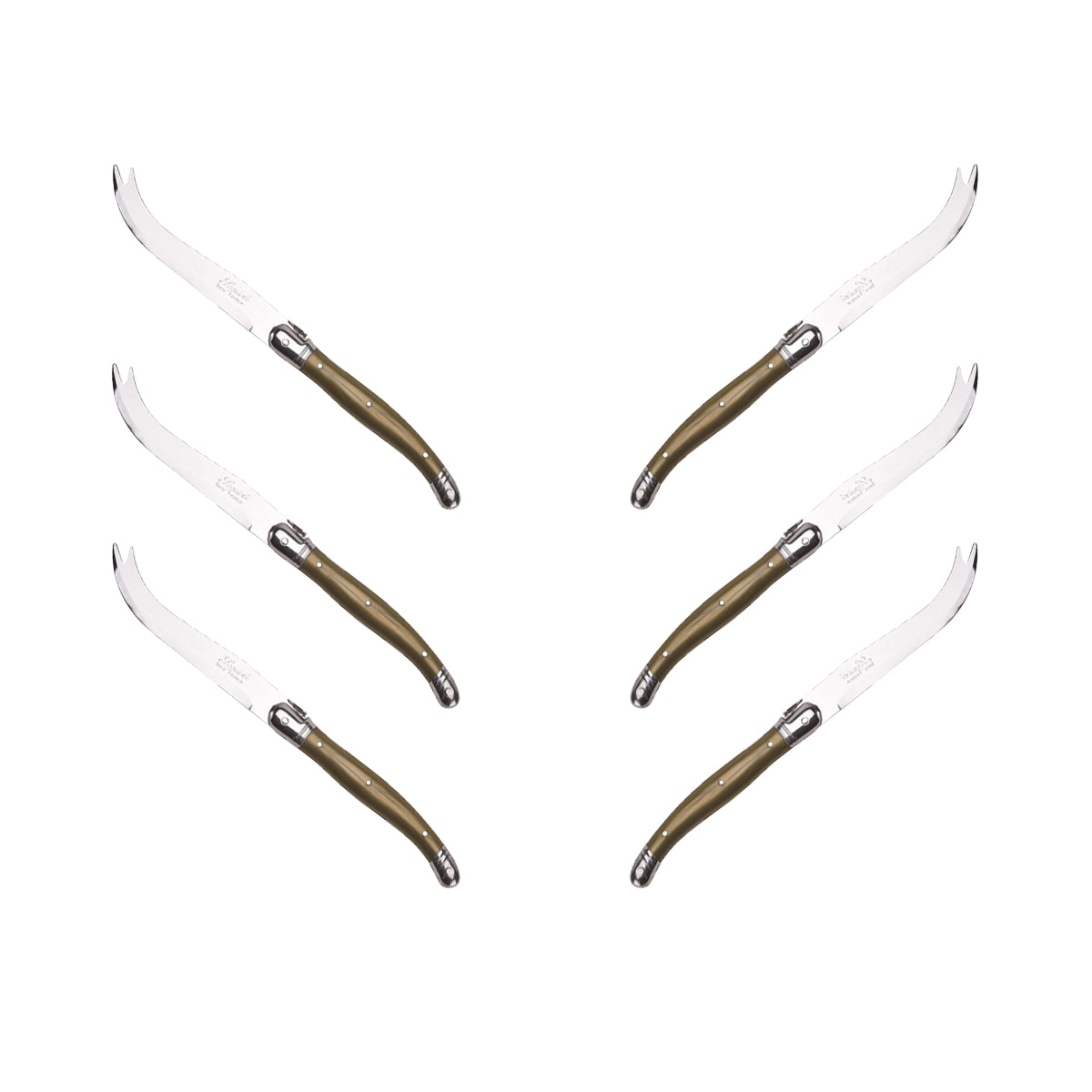 (D) Cheese Knife Set Laguiole For Charcuterie Board Stainless Steel 9'' (6, Green)