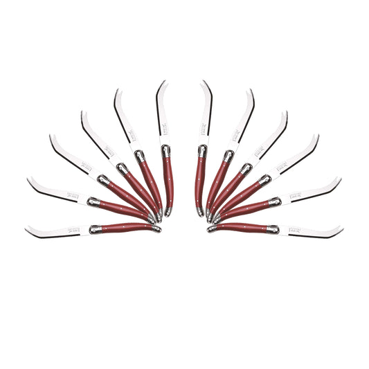 (D) Cheese Knife Set Laguiole For Charcuterie Board Stainless Steel 9'' (12, Red)