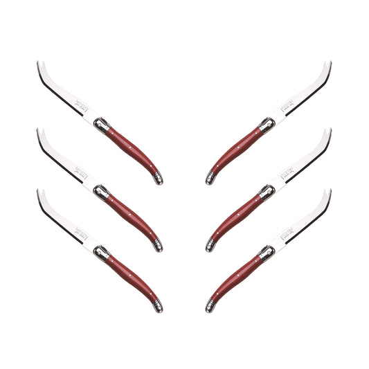 (D) Cheese Knife Set Laguiole For Charcuterie Board Stainless Steel 9'' (6, Red)
