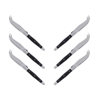 (D) Laguiole Mini Cheese Knife Set 6 Inch, Stainless Steel, Vintage (6, Black)