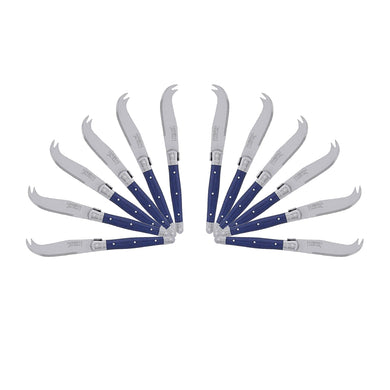 (D) Laguiole Mini Cheese Knife Set 6 Inch, Stainless Steel, Vintage (12, Dark Blue)