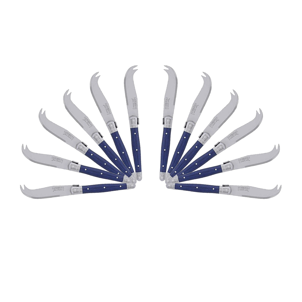 (D) Laguiole Mini Cheese Knife Set 6 Inch, Stainless Steel, Vintage (12, Dark Blue)