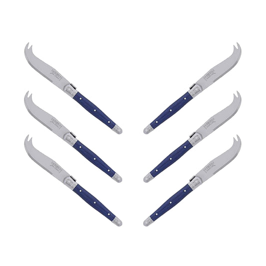 (D) Laguiole Mini Cheese Knife Set 6 Inch, Stainless Steel, Vintage (6, Dark Blue)
