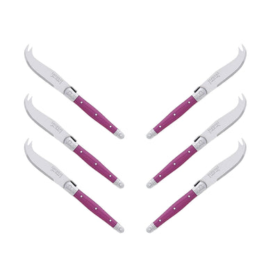 (D) Laguiole Mini Cheese Knife Set 6 Inch, Stainless Steel, Vintage (6, Fuchsia)