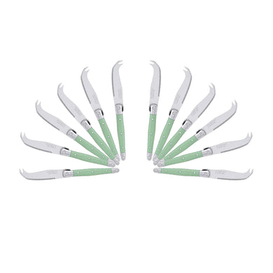 (D) Laguiole Mini Cheese Knife Set 6 Inch, Stainless Steel, Vintage (12, Green A)