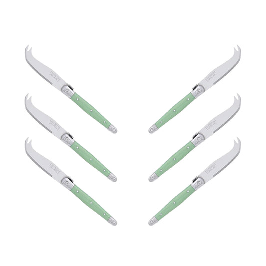 (D) Laguiole Mini Cheese Knife Set 6 Inch, Stainless Steel, Vintage (6, Green A)