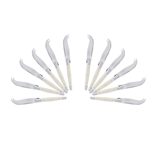 (D) Laguiole Mini Cheese Knife Set 6 Inch, Stainless Steel, Vintage (12, Ivory)