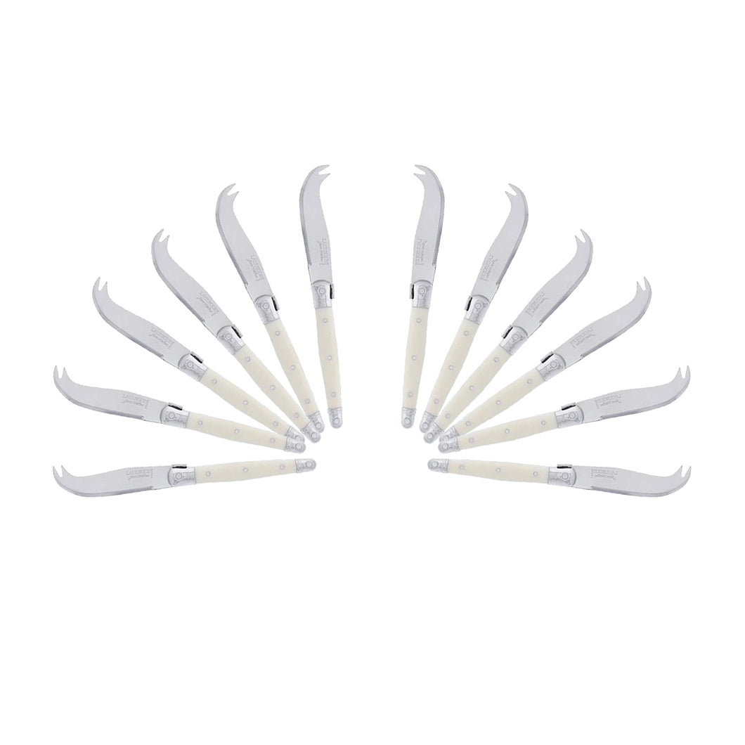 (D) Laguiole Mini Cheese Knife Set 6 Inch, Stainless Steel, Vintage (12, Ivory)