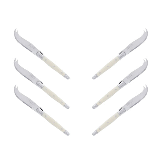 (D) Laguiole Mini Cheese Knife Set 6 Inch, Stainless Steel, Vintage (6, Ivory)
