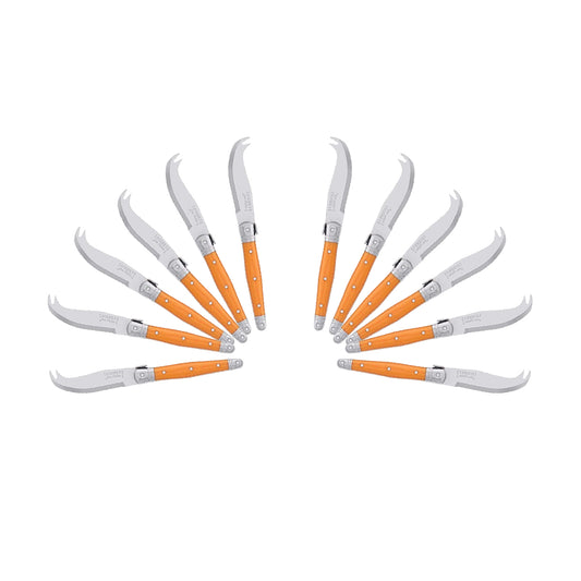(D) Laguiole Mini Cheese Knife Set 6 Inch, Stainless Steel, Vintage (12, Orange)