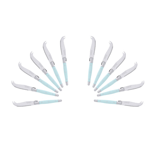 (D) Laguiole Mini Cheese Knife Set 6 Inch, Stainless Steel, Vintage (12, Turquoise)