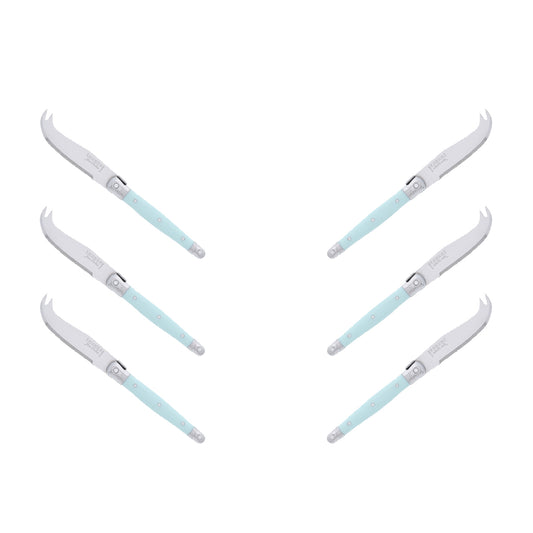 (D) Laguiole Mini Cheese Knife Set 6 Inch, Stainless Steel, Vintage (6, Turquoise)