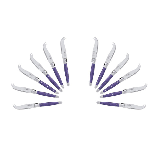 (D) Laguiole Mini Cheese Knife Set 6 Inch, Stainless Steel, Vintage (12, Violet)