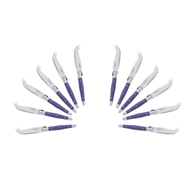 (D) Laguiole Mini Cheese Knife Set 6 Inch, Stainless Steel, Vintage (12, Violet)