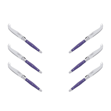 (D) Laguiole Mini Cheese Knife Set 6 Inch, Stainless Steel, Vintage (6, Violet)