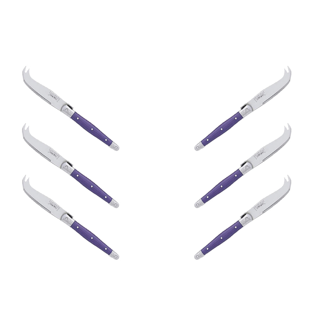 (D) Laguiole Mini Cheese Knife Set 6 Inch, Stainless Steel, Vintage (6, Violet)