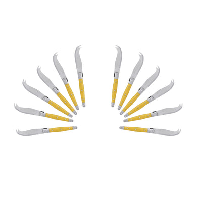 (D) Laguiole Mini Cheese Knife Set 6 Inch, Stainless Steel, Vintage (12, Yellow)