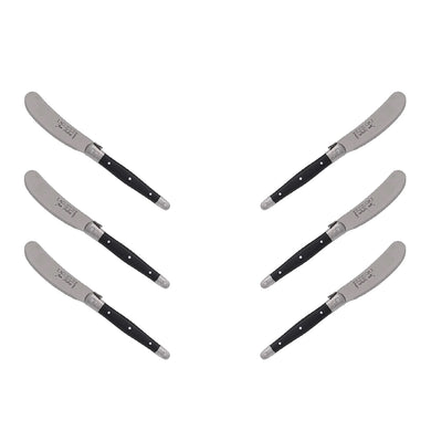 (D) Cheese Knives Butter Spreader Stainless Steel Knife Set Laguiole (6, Black)