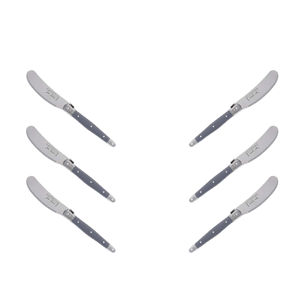 (D) Cheese Knives Butter Spreader Stainless Steel Knife Set Laguiole (6, Gray)